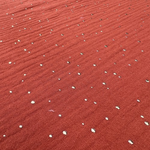 Gold gesprenkelte Flecken Doppelgaze 100 % Baumwolle Kleid leicht Musselin Stoff - Bild 16 von 85