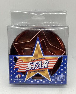 Global Decor Heavy Gauge Copper Plated Star Cookie Cutter Matching Container New