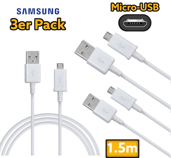 3X 1,5M Original Samsung Micro-Usb Ladekabel FüR Samsung Galaxy S3 S4 S5 S6 S7-image