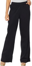 DG2 Diane Gilman SoftCell Denim Wide-Leg Pant Basic BLACK S NEW 565 