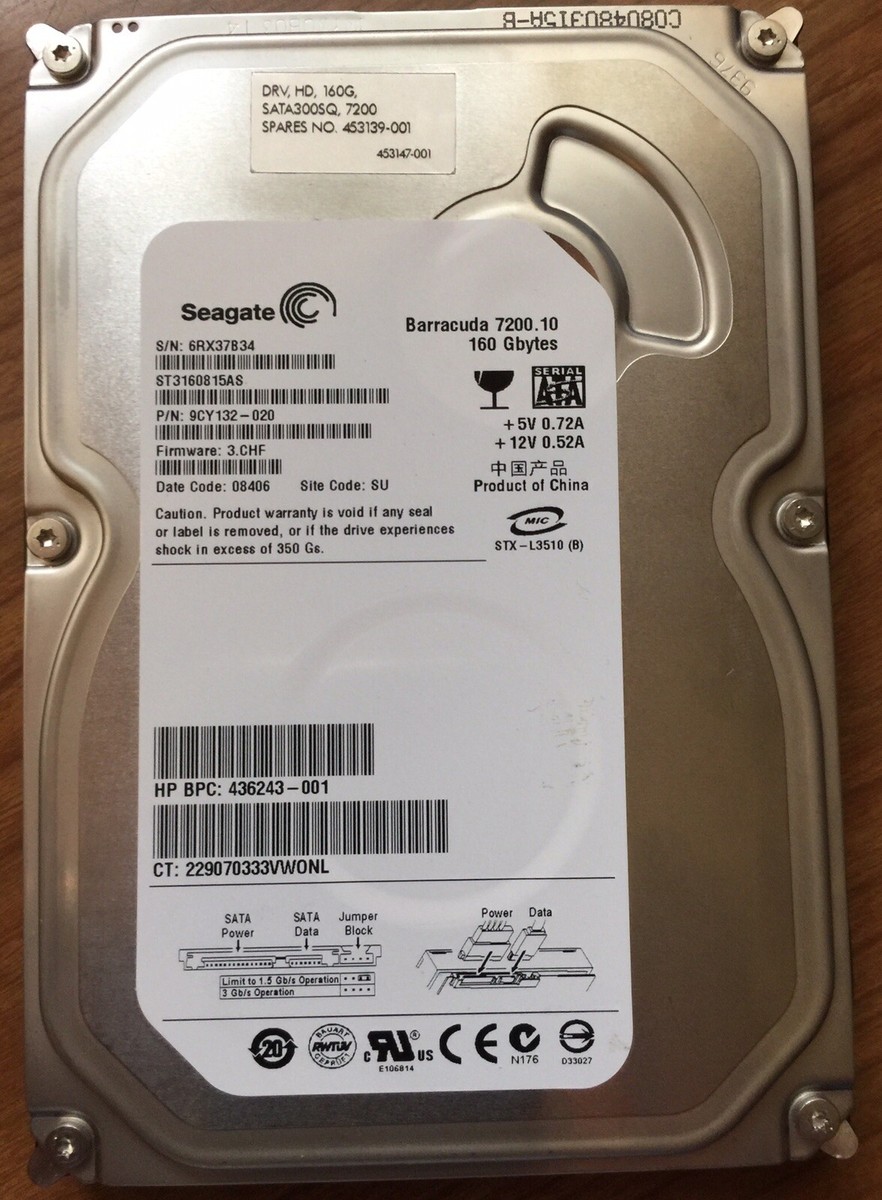 PCパーツ Seagate Barracuda ST3160815AS 160GB 7200 RPM 8MB Cache SATA 3.0Gb/s Hard Drive bme6fzu Seagate Barracuda ST3160815AS 160GB 7200 RPM 8MB Cache SATA