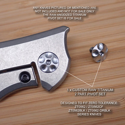 Zero Tolerance ZT0562 ZT562 ZT 0562CF Knife RAW Titanium Custom Pivot Screw Set