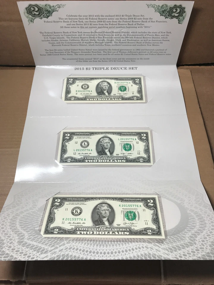 2015 $2 Triple Deuce Set 2009 New York, 2009 San Francisco, 2013 Dallas In Hand - Image 2 of 4