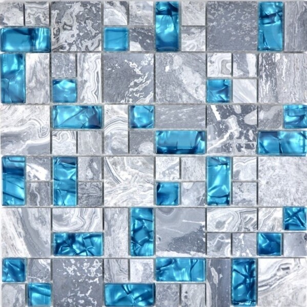 Mosaikfliese Transluzent Grau Kombination Glasmosaik Crystal Stein Grau Blau ...-image
