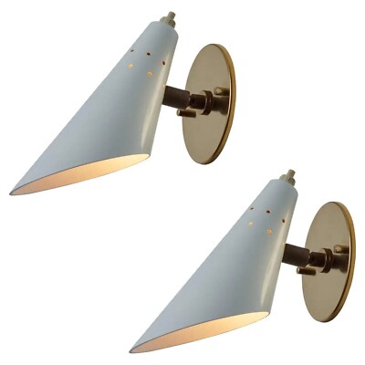 Pair of 1960s Stilux Milano White Shade Wall sconce Lamp Classy Iconic Wall Ligh