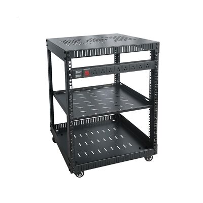 RIVECO 12U Network Rack with Reinforced Top Cover - 4 Post Floor Rack on Whee...