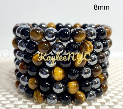 6 Pcs Protection Natural Crystal Healing Stretch Bracelets 8mm 7.5" - Picture 1 of 4