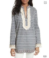 NWT Tory Burch Womens Size 4 Tory Embellished Tunic In Ellise Paisley $298