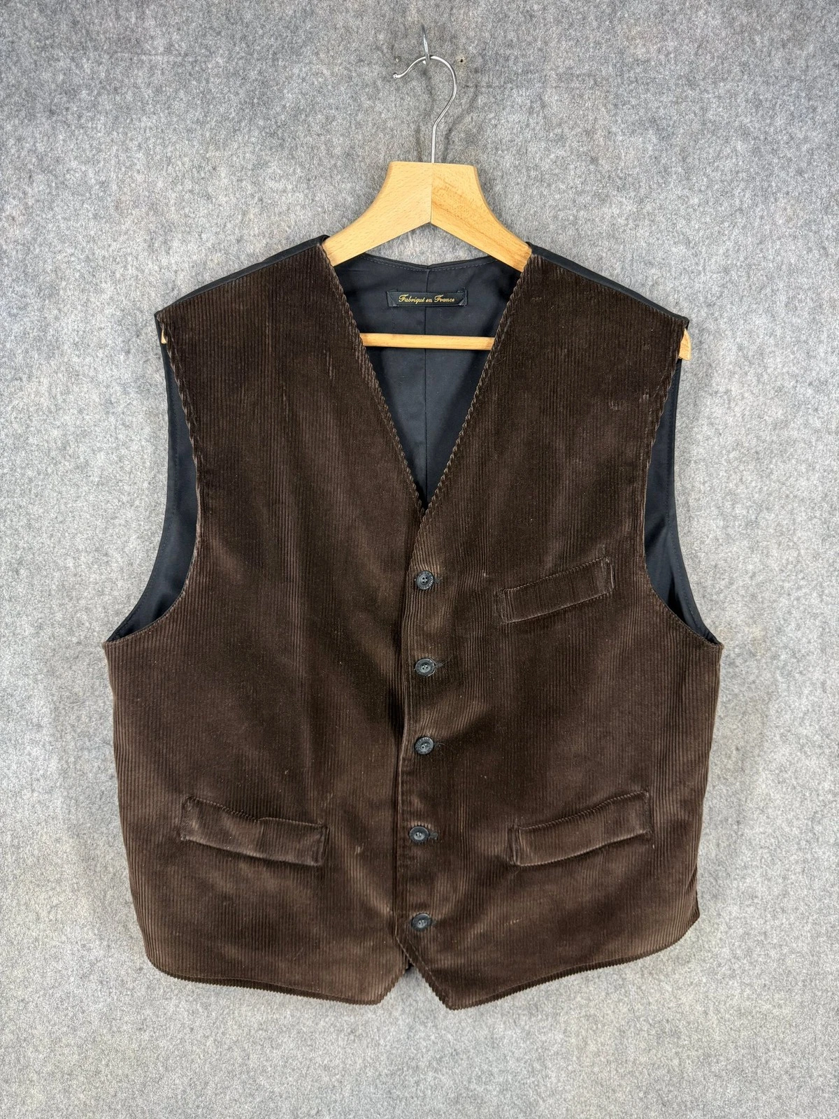 Laboureur Waistcoat Mens UK Size 52 Brown Cord Cotton Jacket French Workwear