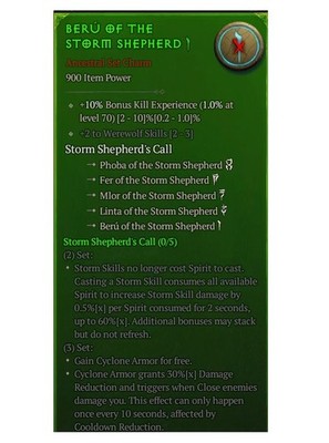 Diablo 4 S14 Beru Of The Storm Shepherd Ancestral Set Charm Werewolf Skills Gear