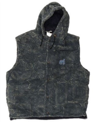 Mistral Mens Hooded Fleece Gilet UK 40 Large Blue Geometric Acrylic AZ13