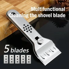 1PC Stainless Steel Cleaning Scraper with 5 Blades for Glass & Tile Surfaces