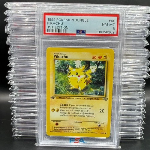 Pokemon Pikachu Jungle Set 1st Edition 1999 Non Holo 60/64 PSA 8 NM-MT