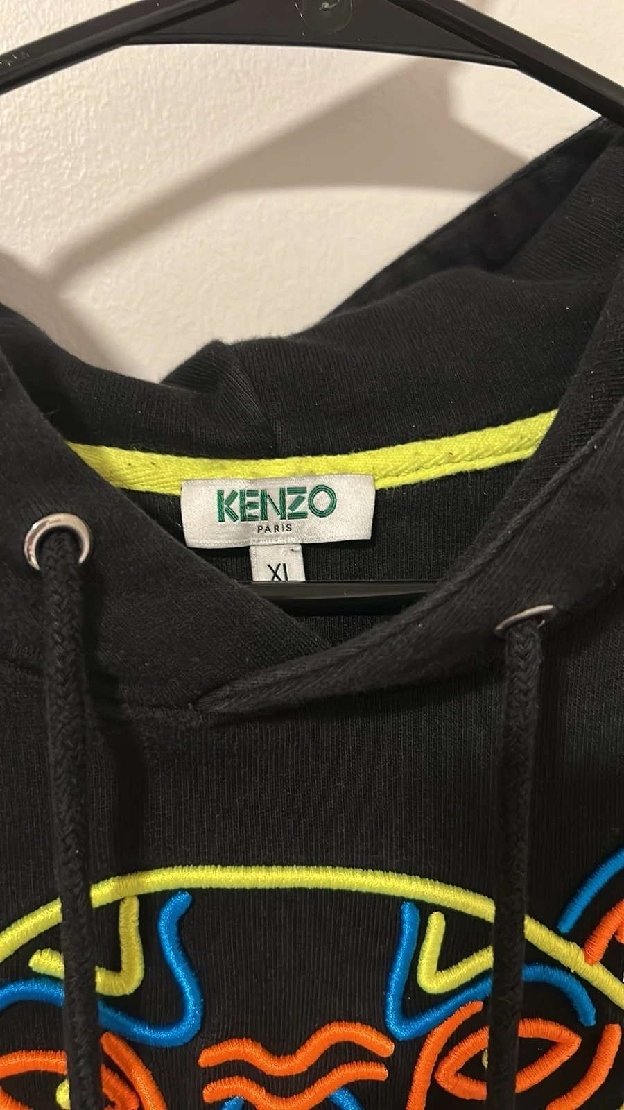Felpa con cappuccio uomo Kenzo Paris nera logo tigre taglia XL