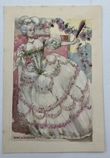 Gouache Originale - Maquette pour Chromolithographie - Dame de Cour 1774
