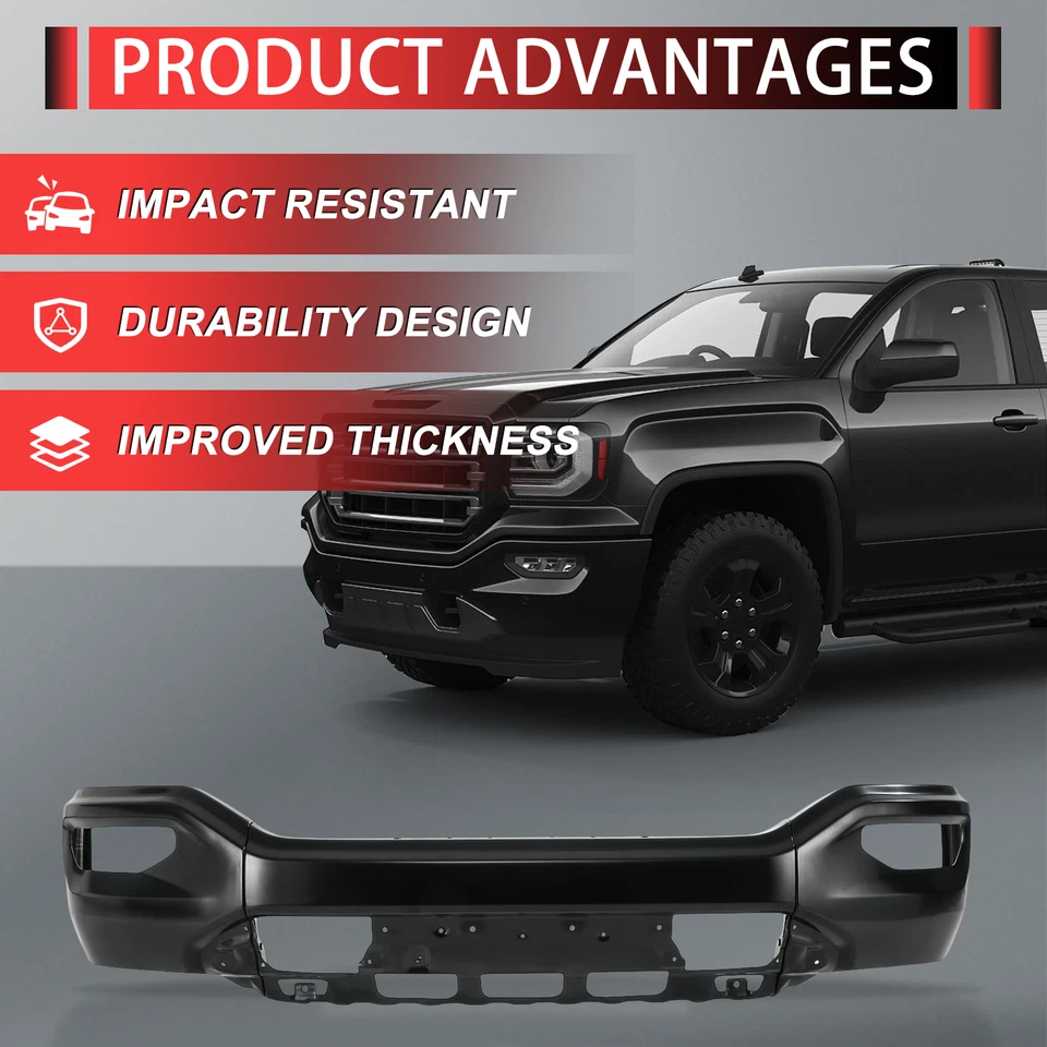 US Primered - Steel Front Bumper Face bar for 2016 2017 2018 GMC Sierra 1500 - Imagem 3 de 4
