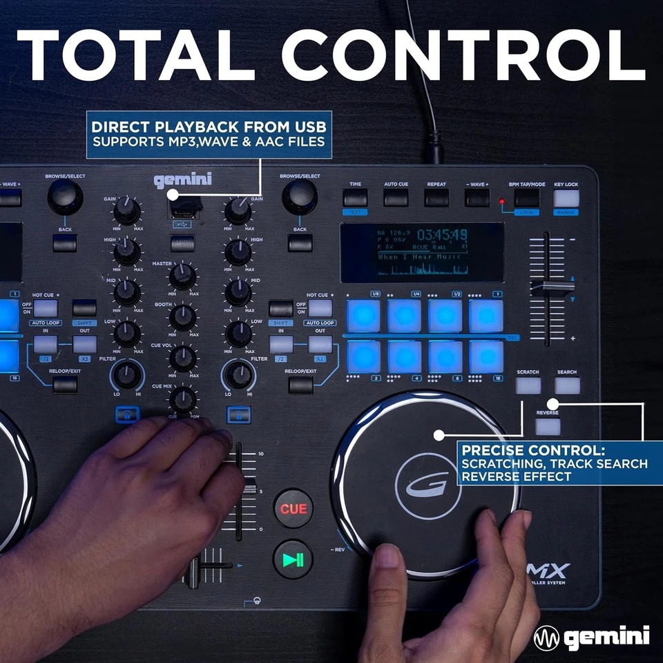 Gemini GMX Professional DJ Audio Equipment GMX MIDI Controller Dual Media Player - Image 3 of 4