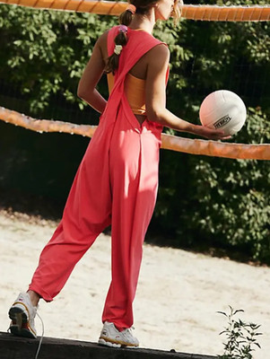 Free People Electric Sunset Sleeveless Hot Shot Twisted  Jumpsuit Sz XL