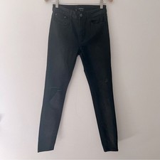 The Kooples Jeans High Waist Skinny Distressed Black Size 28 Grunge Goth Skull