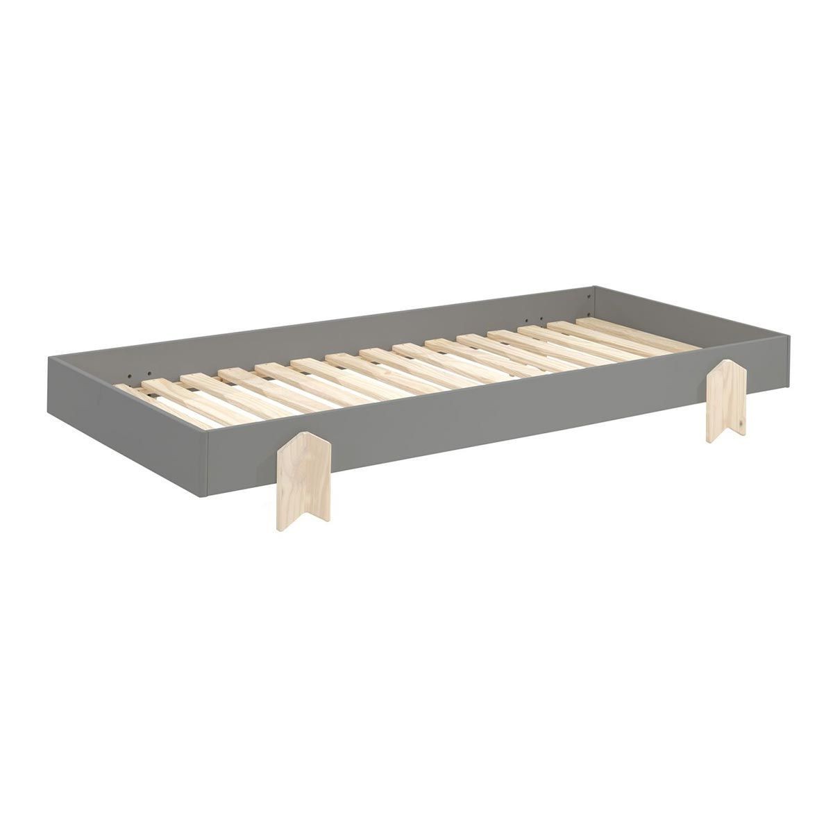 Lit enfant en bois de pin Modulo Arrow 90x200cm gris au design scandinave haut de gamme