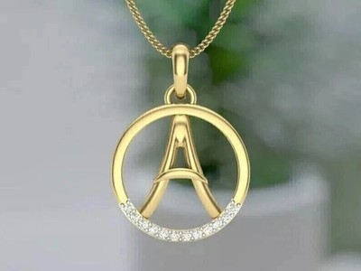 1Ct Round Lab-Created Diamond Letter ''A'' Pendant 14k Yellow Gold Plated