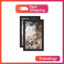 Fxojyvo Engineered Wood 5x8 Picture Frame Set of 2, Black Frame for 5 x 8 Inch P