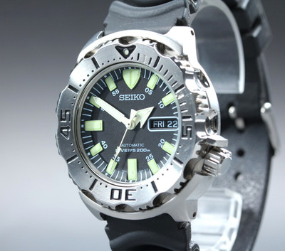 [N NEUWERTIG] SEIKO 7S26-0350 SCHWARZ Monster Divers Automatik Herrenuhr SKX7...