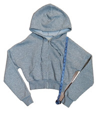 Social Scene Womens Sz XS Gray Long Sleeve Full Zip-Up Cropped Drawstring Hoodie
