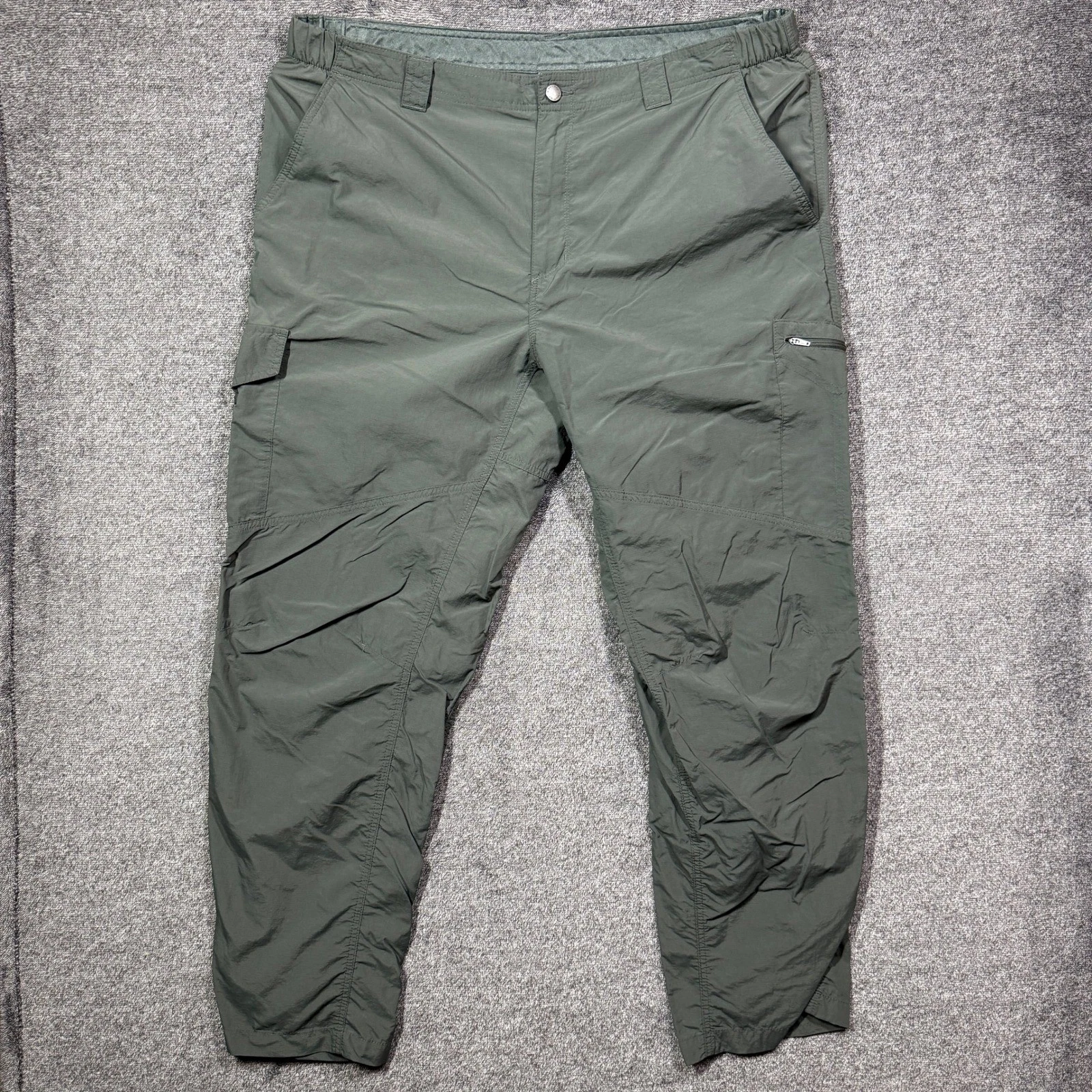 Columbia Omni-Shade Cargo Pants Mens 42x32 Sage Green Hiking Nylon Ripstop