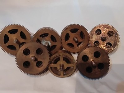 7x Antique Clock Main Spring Barrel Drum - Clock spares 2'' Brass Job Lot