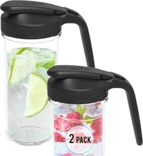 Multi Pour Top - 2 Pack - Small/Regular Mouth Mason Jar Pitcher Lid with Handle