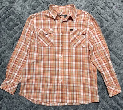Vintage 90s Roca Wear Shirt Mens 2XL Orange Tartan Plaid LS Streetwear Hip Hop