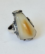 Vintage Southwestern Sterling Silver Moss Agate Ring Size 6
