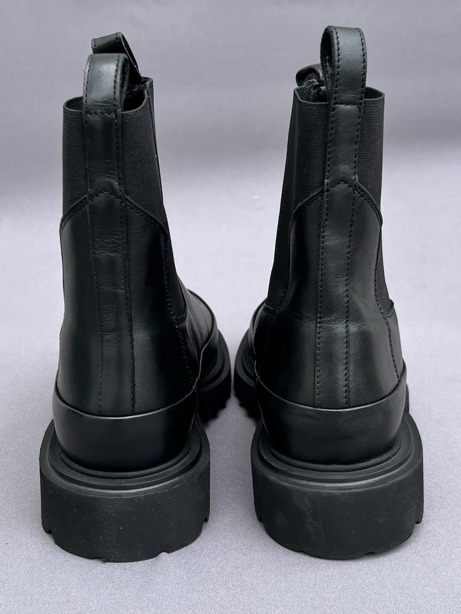 AllSaints Harlee Lug Sole Chelsea Black Leather Boots Women