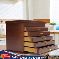 Jewelry Cabinet Storage Box Gift Chest Armoire Organizer W/ 6 Layers Drawer