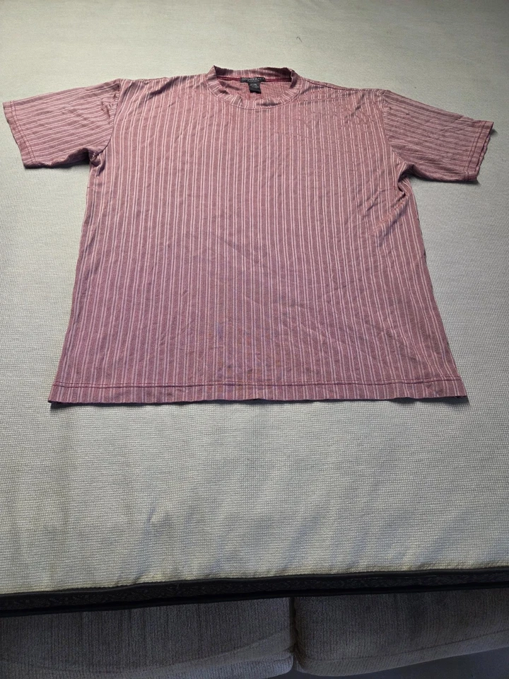 Camiseta Domani Platino Acanalada Talla XXL Unisex Roja Rayas Mangas Cortas Cómoda Top Foto 3 de 4