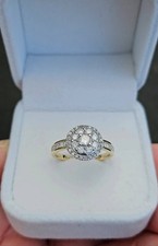 10ct Gold 0.65ct Diamond Round & Baguette Cut Cluster Ring