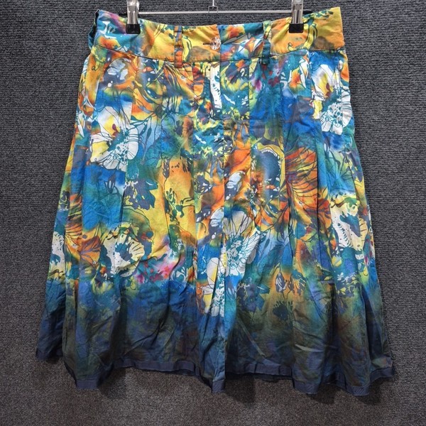 Debbie Shuchat Size 12 Blue Floral Batik Skirt A Line Cotton
