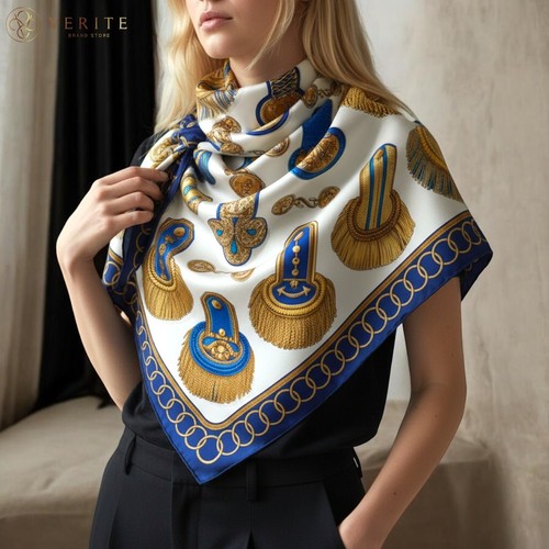 RARE VINTAGE HERMES Silk Scarf "Epaulettes" Carre 90 designed by Cathy Latham