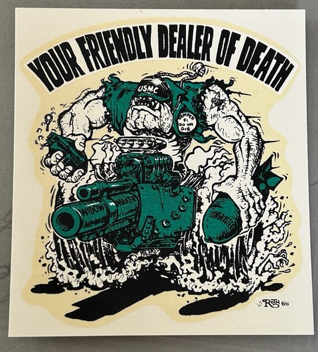1960s Vietnam Ed Roth US Marines YOUR FRIENDLY DEALER OF DEATH 3.25” Long