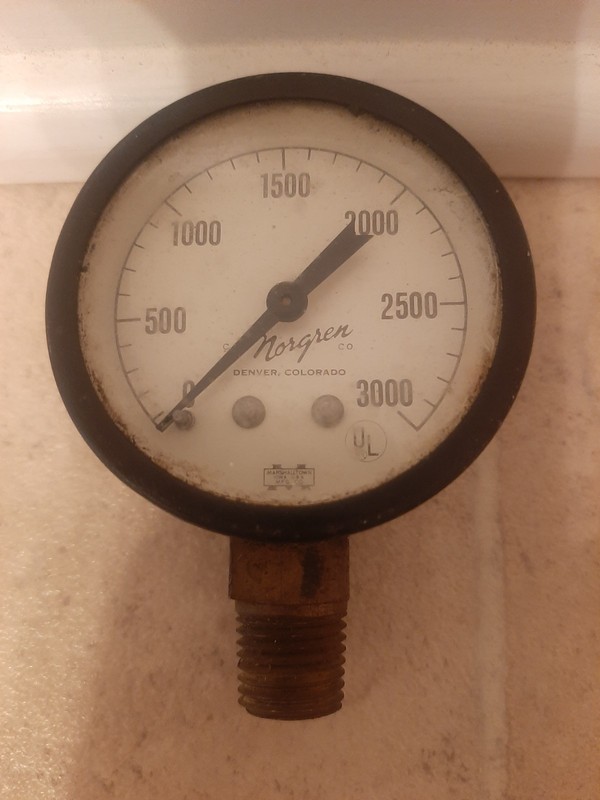 Vintage Industrial Gauge 0-3000 Norgren Company 2 Inch Face, Metal