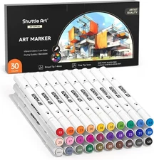 30Colors Dual Tip Art Markers Perfect For Adult Coloring Sketching & Card Making
