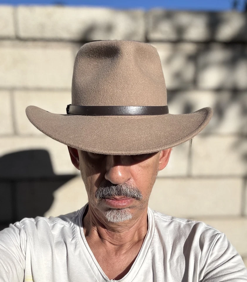 Sombrero Scala Classico 100% Lana Fieltro Outback Embalable Ala 3" Marrón Claro Talla L Foto 2 de 4