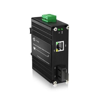 Industrial Gigabit Fiber Media Converter 10/100/1000Mbps IEEE802.3at 1×RJ45+1×SC