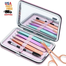 Tweezers for Women Facial Hair - Precision Tweezers Set with Travel Case - Stain