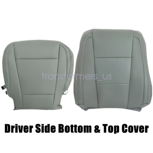 For 2017-2021 Ford F250 F350 XL Driver Side Bottom & Top Leather Seat Cover Gray - Picture 2 of 20