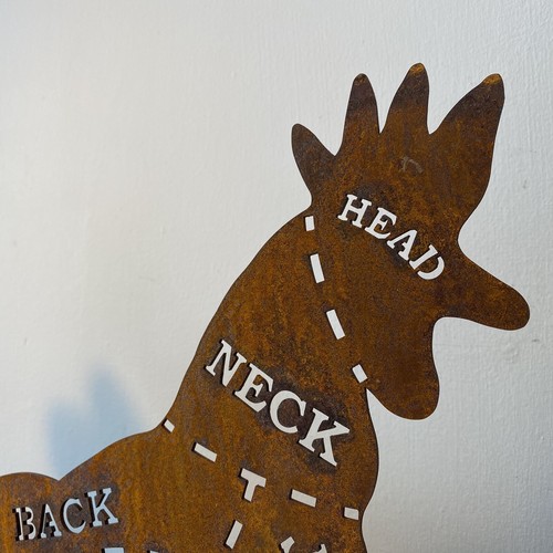 Rusty metal CHICKEN Butchers Sign Kitchen decoration plaque meat cuts bbq food - Picture 3 of 9