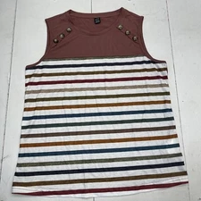 SHEIN Rust Multicolored Stripe Tank Women’s Size Large New