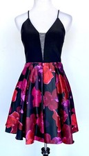 Betsy Adam Floral Cocktail Dress Black Pink Red Sz 6 Retail 219 Price 92 NWT