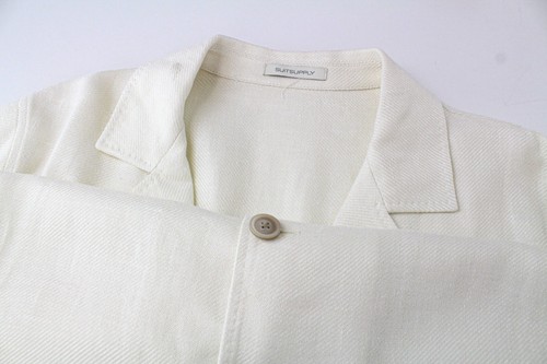 SUITSUPPLY Greenwich Men Jacket UK38R Off-White Slim Vintage Linen Silk Cotton - Picture 3 of 9